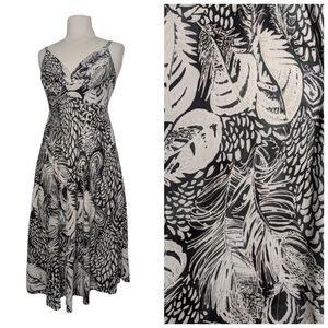 Jams World Boho Pocketed Feather Peint Greyscale Dress Size Small*